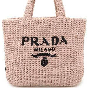 Prada Logo crochet Purse - Woven Raffia style Handbag + Dust Bag